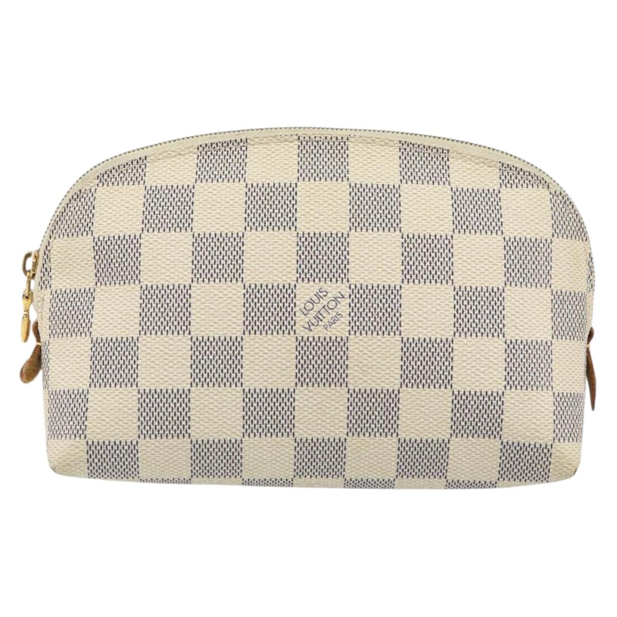 LOUIS VUITTON Damier Azur Pochette Cosmetic PM Pouch N60024 LV Auth BA9776