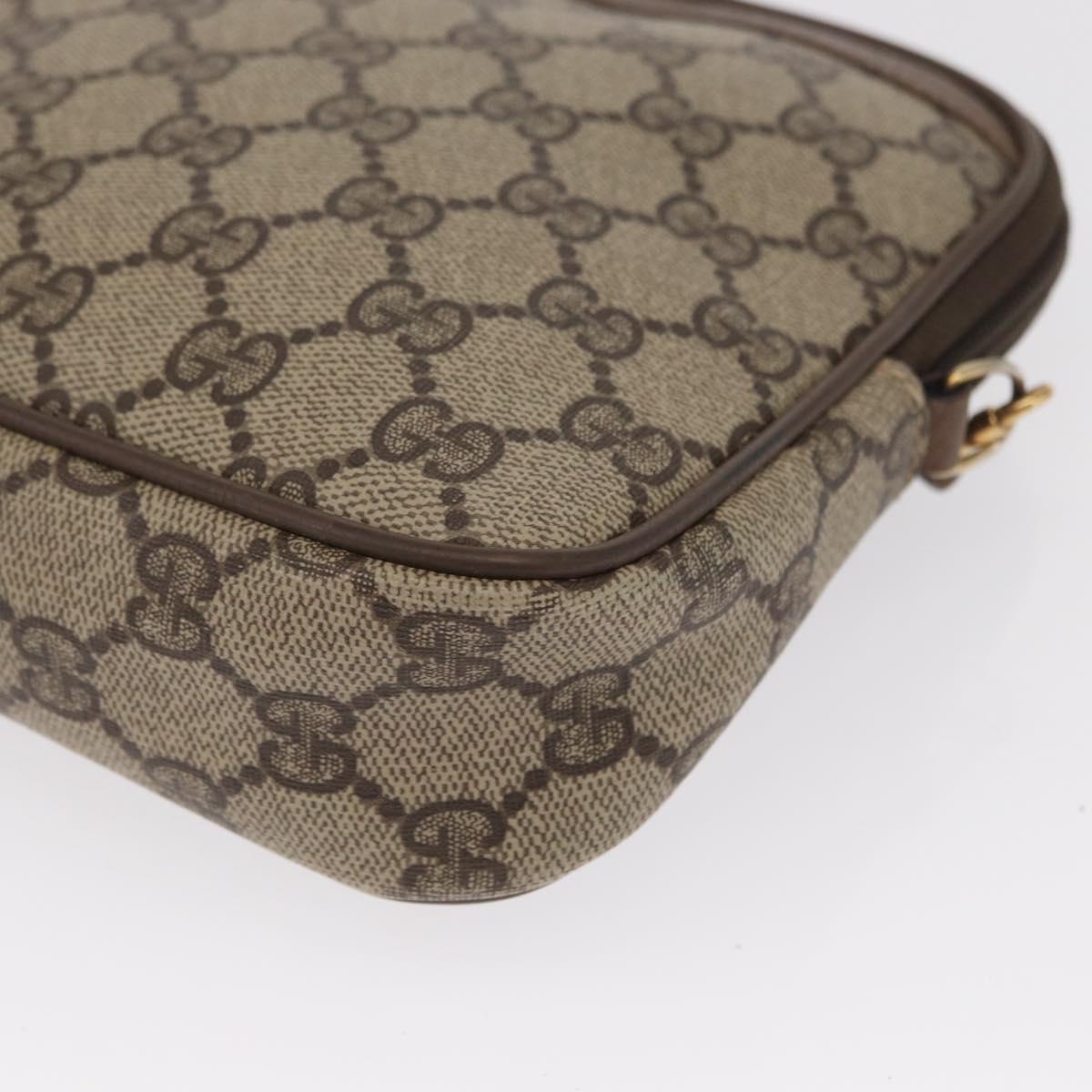 GUCCI GG Supreme Shoulder Bag PVC Beige Gold 119 02 068 Auth BA9786