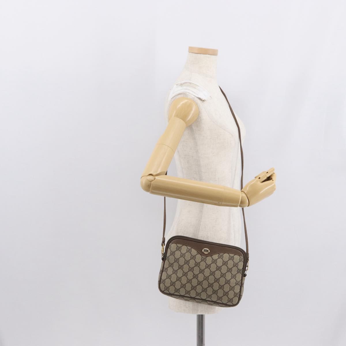 GUCCI GG Supreme Shoulder Bag PVC Beige Gold 119 02 068 Auth BA9786