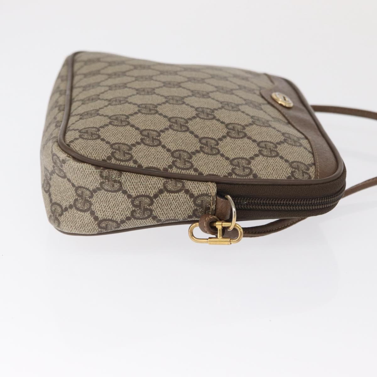GUCCI GG Supreme Shoulder Bag PVC Beige Gold 119 02 068 Auth BA9786