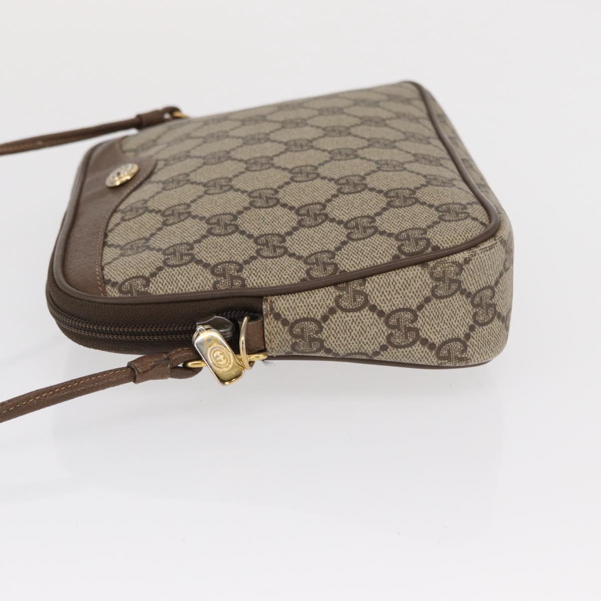 GUCCI GG Supreme Shoulder Bag PVC Beige Gold 119 02 068 Auth BA9786