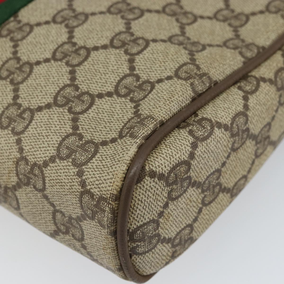 GUCCI GG Supreme Web Sherry Line Clutch Bag PVC Beige Gold 89 01 012 Auth BA9787
