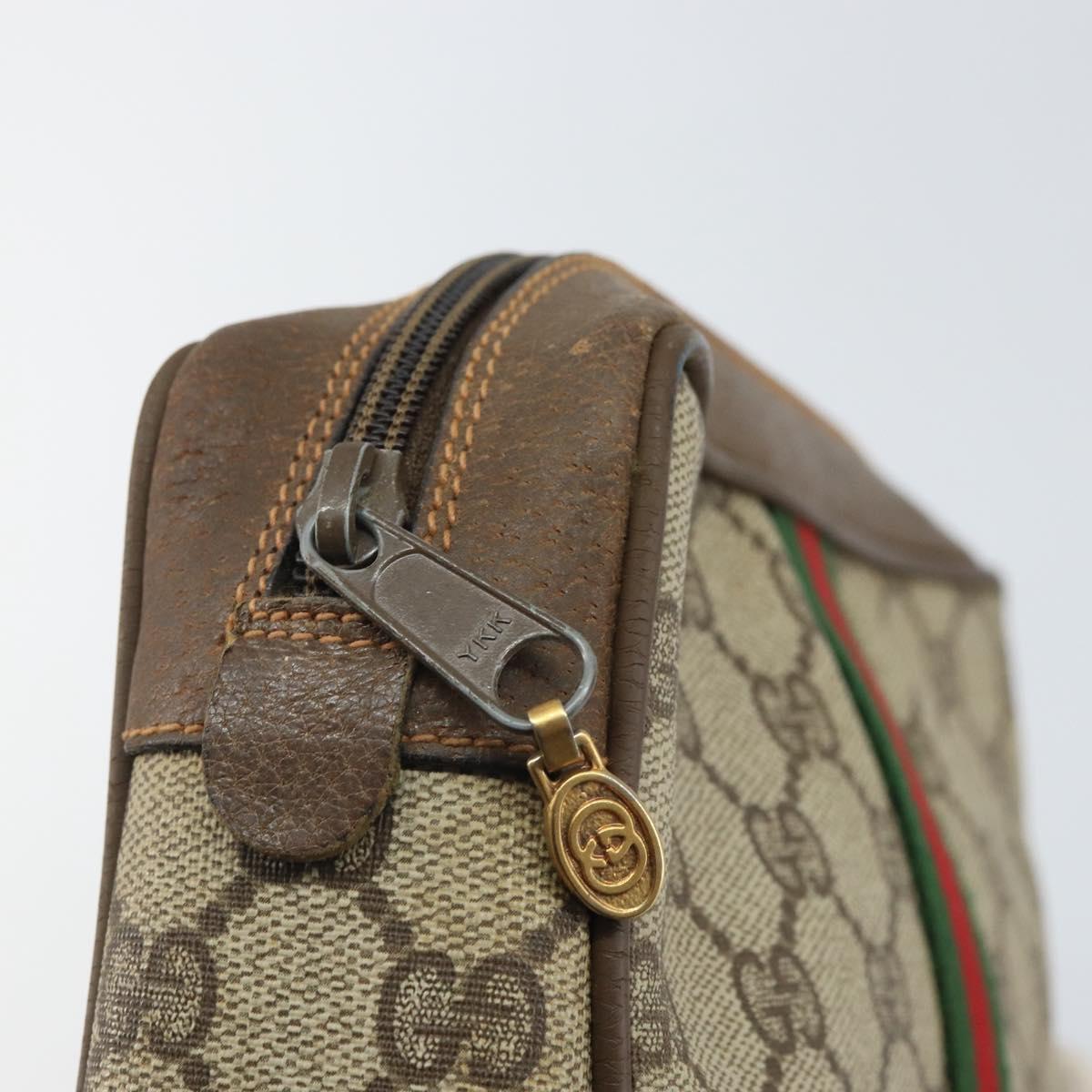 GUCCI GG Supreme Web Sherry Line Clutch Bag PVC Beige Gold 89 01 012 Auth BA9787