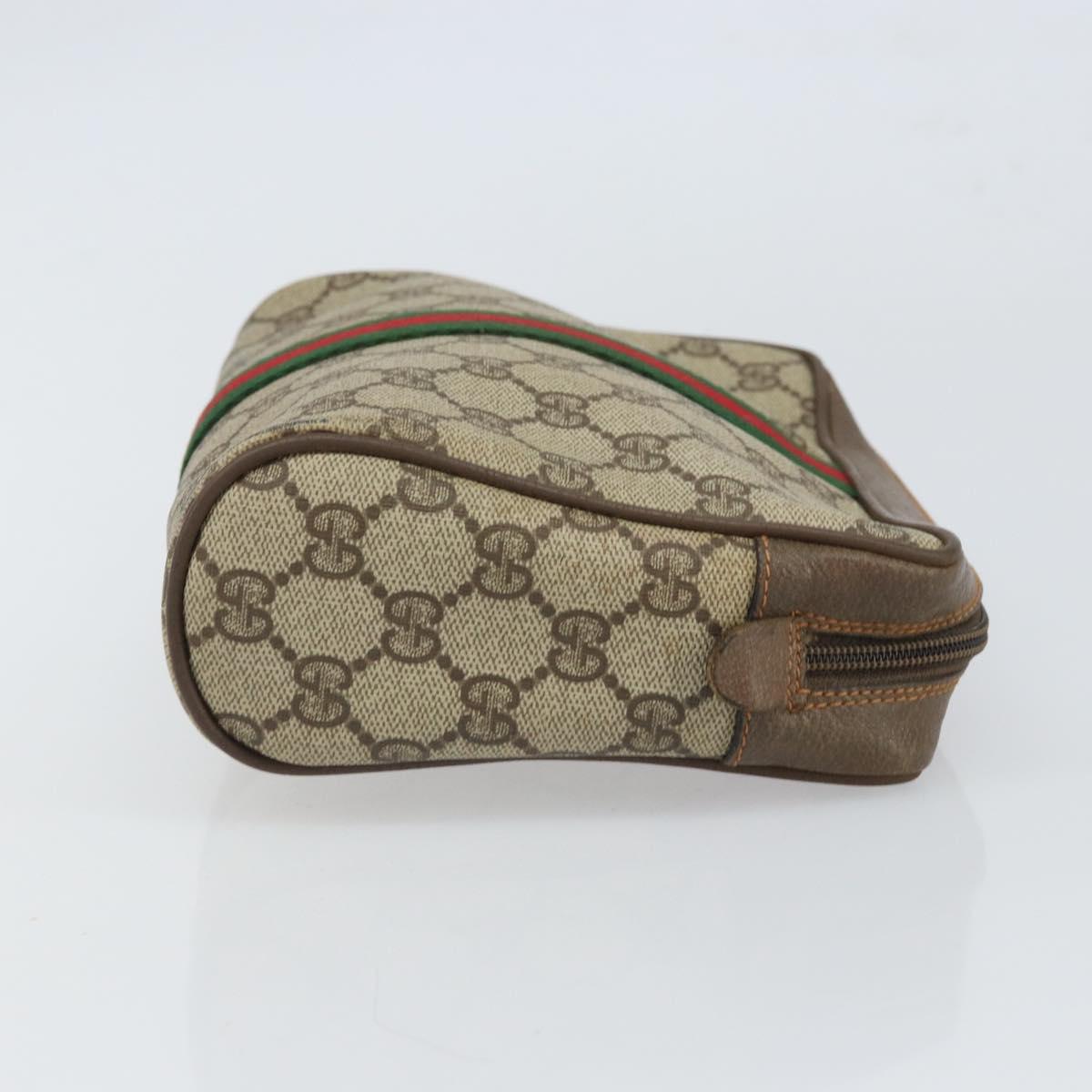GUCCI GG Supreme Web Sherry Line Clutch Bag PVC Beige Gold 89 01 012 Auth BA9787