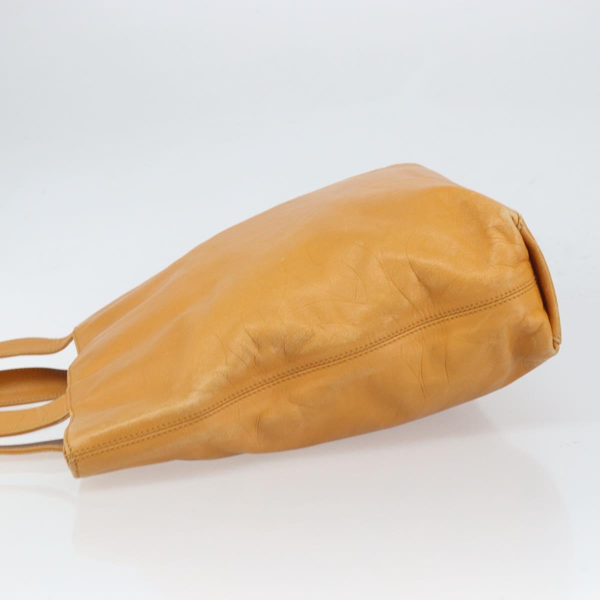 CHANEL Tote Bag Leather Orange Gold CC Auth BA9790