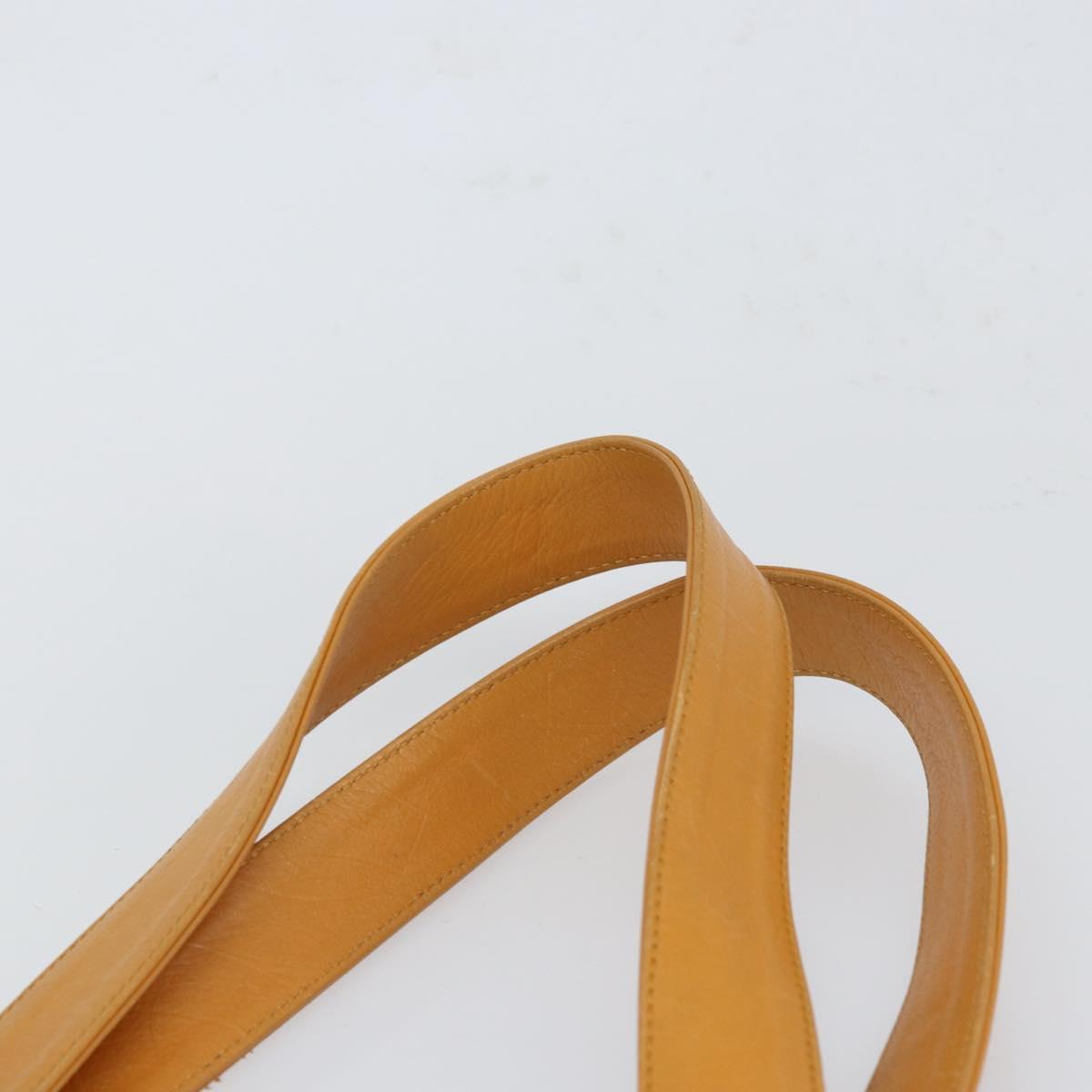 CHANEL Tote Bag Leather Orange Gold CC Auth BA9790