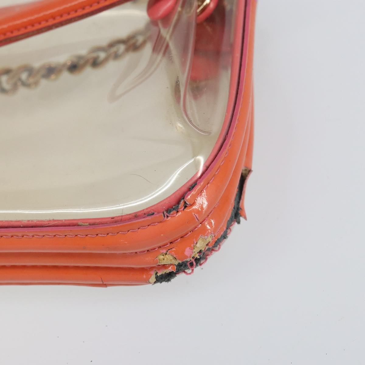 CHANEL Chain Shoulder Bag Vinyl Clear Gold CC Auth BA9792