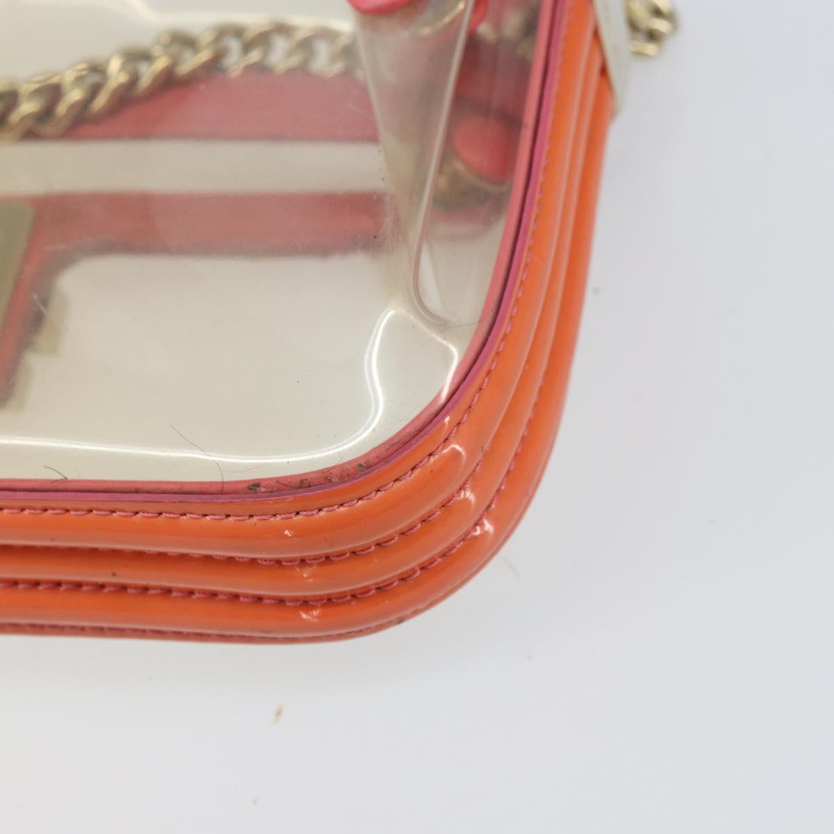 CHANEL Chain Shoulder Bag Vinyl Clear Gold CC Auth BA9792