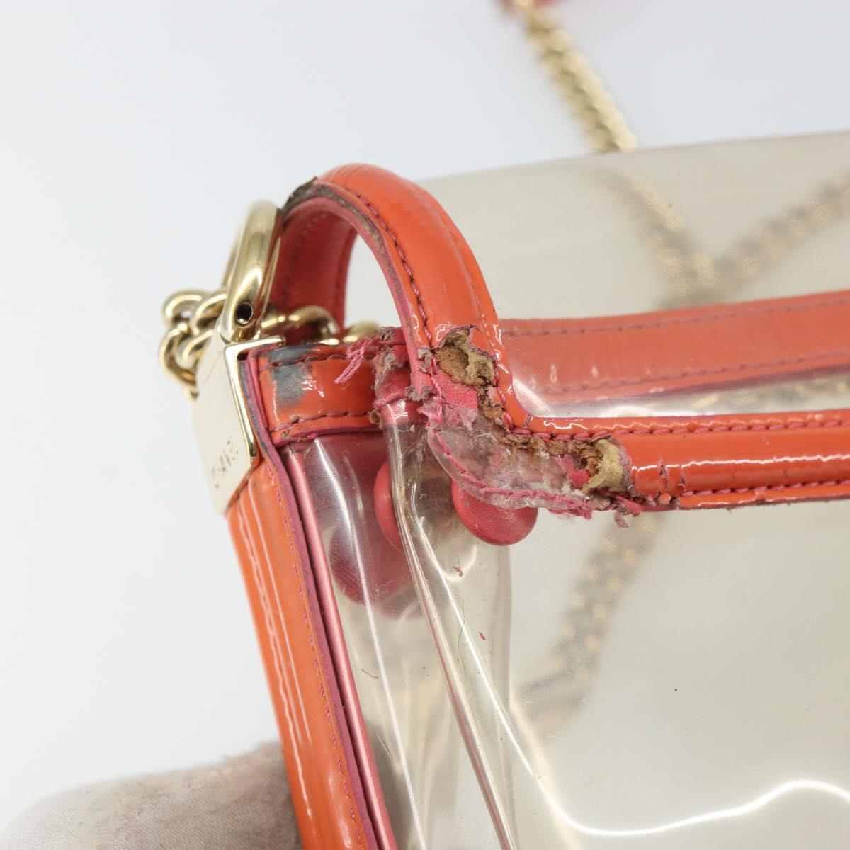 CHANEL Chain Shoulder Bag Vinyl Clear Gold CC Auth BA9792
