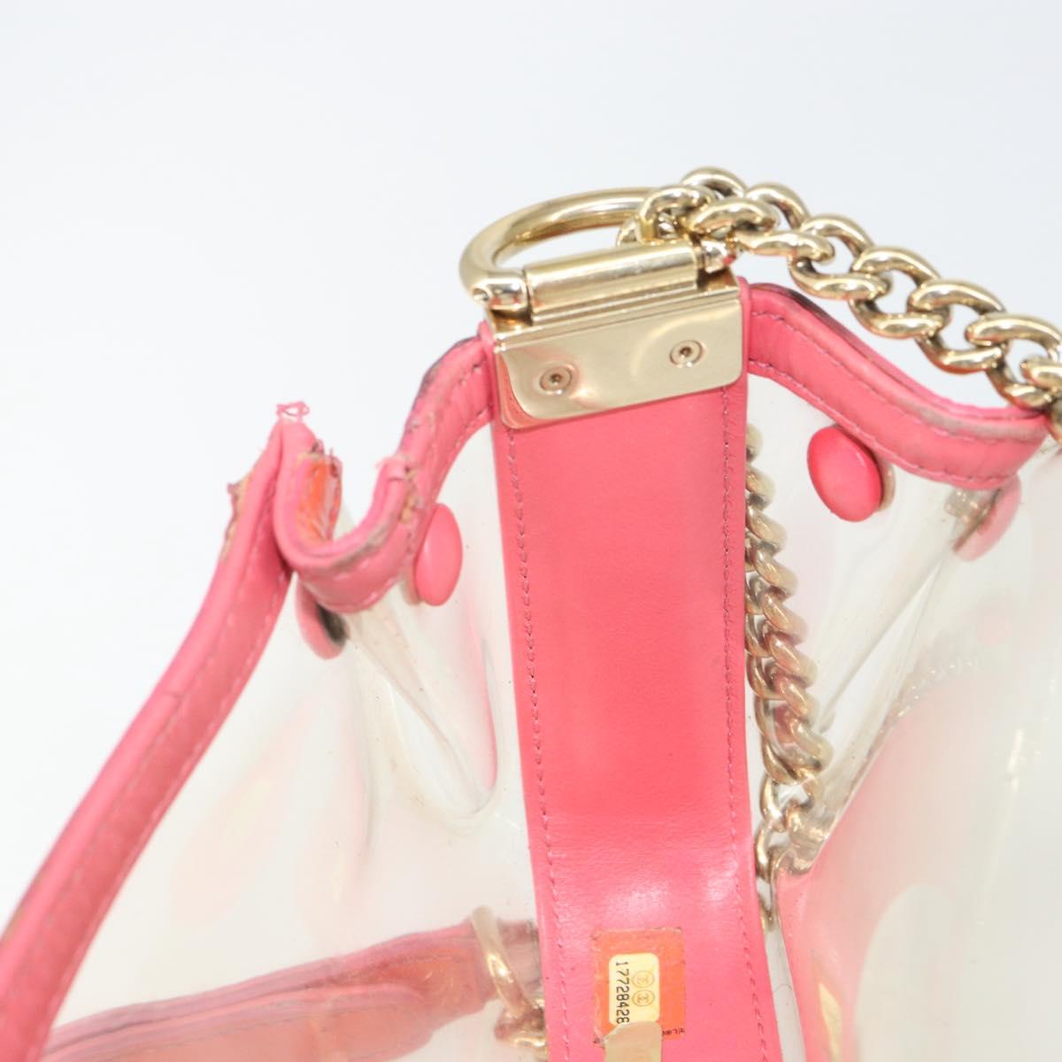 CHANEL Chain Shoulder Bag Vinyl Clear Gold CC Auth BA9792