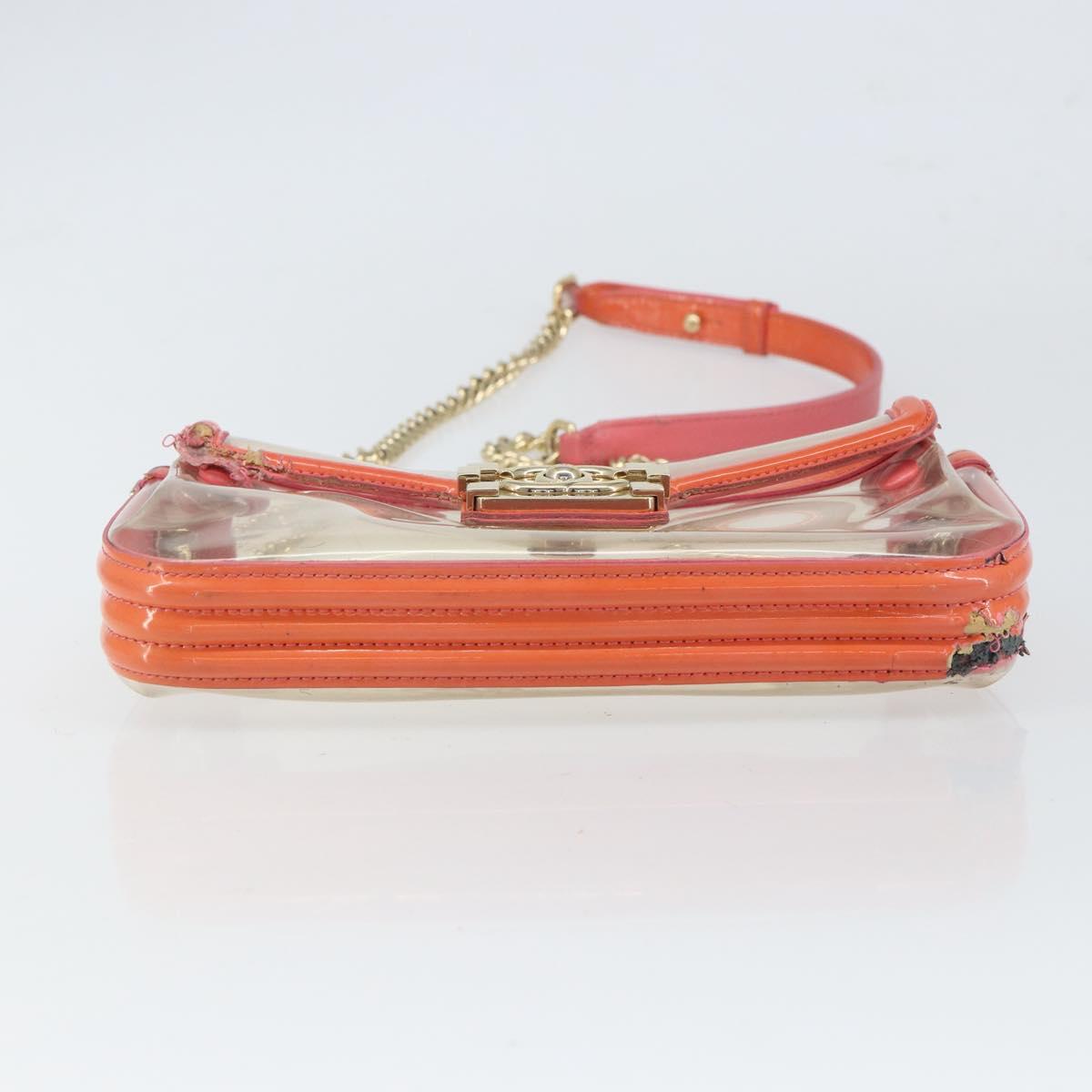 CHANEL Chain Shoulder Bag Vinyl Clear Gold CC Auth BA9792