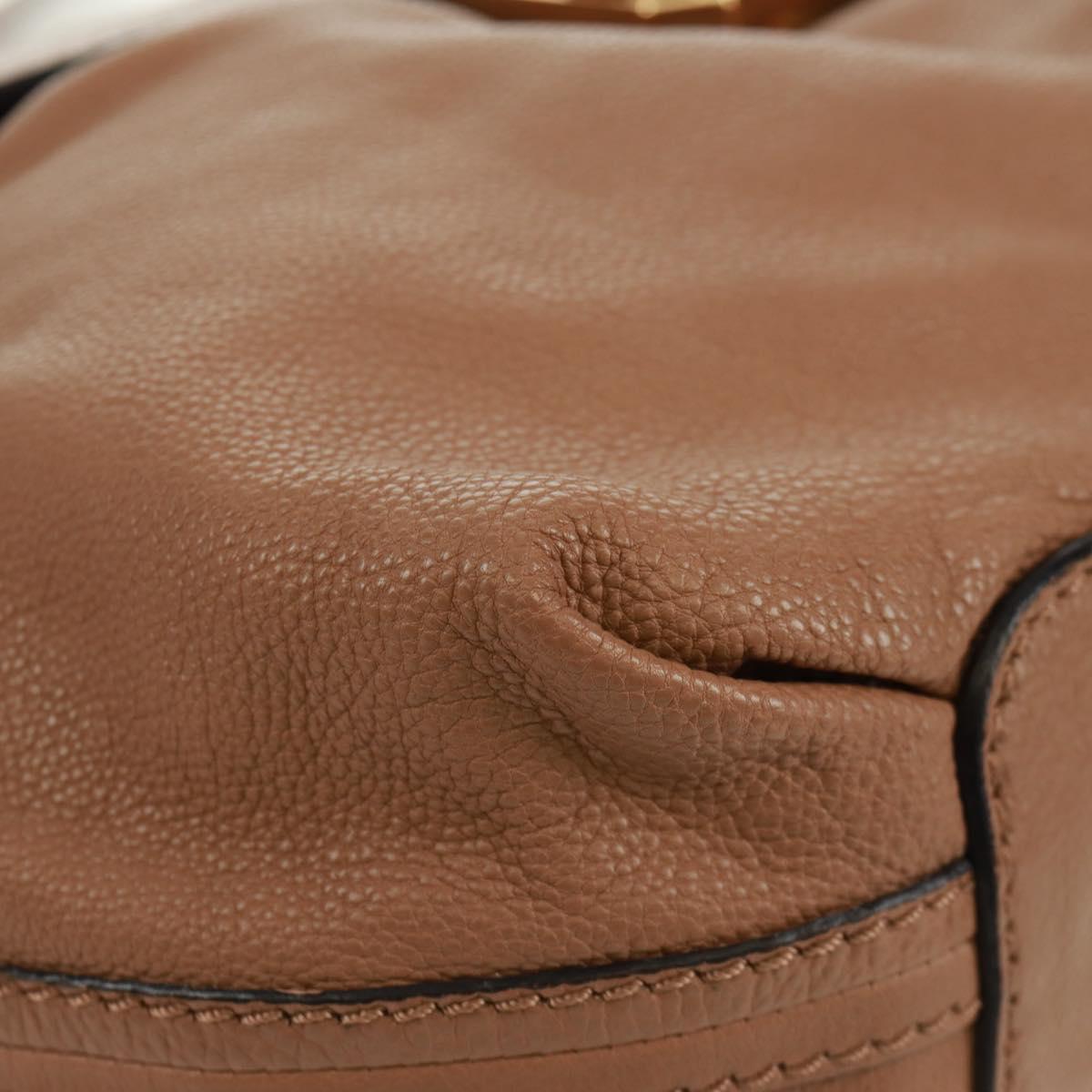 Chloe Elsie Shoulder Bag Leather Beige Gold Auth BA9795V