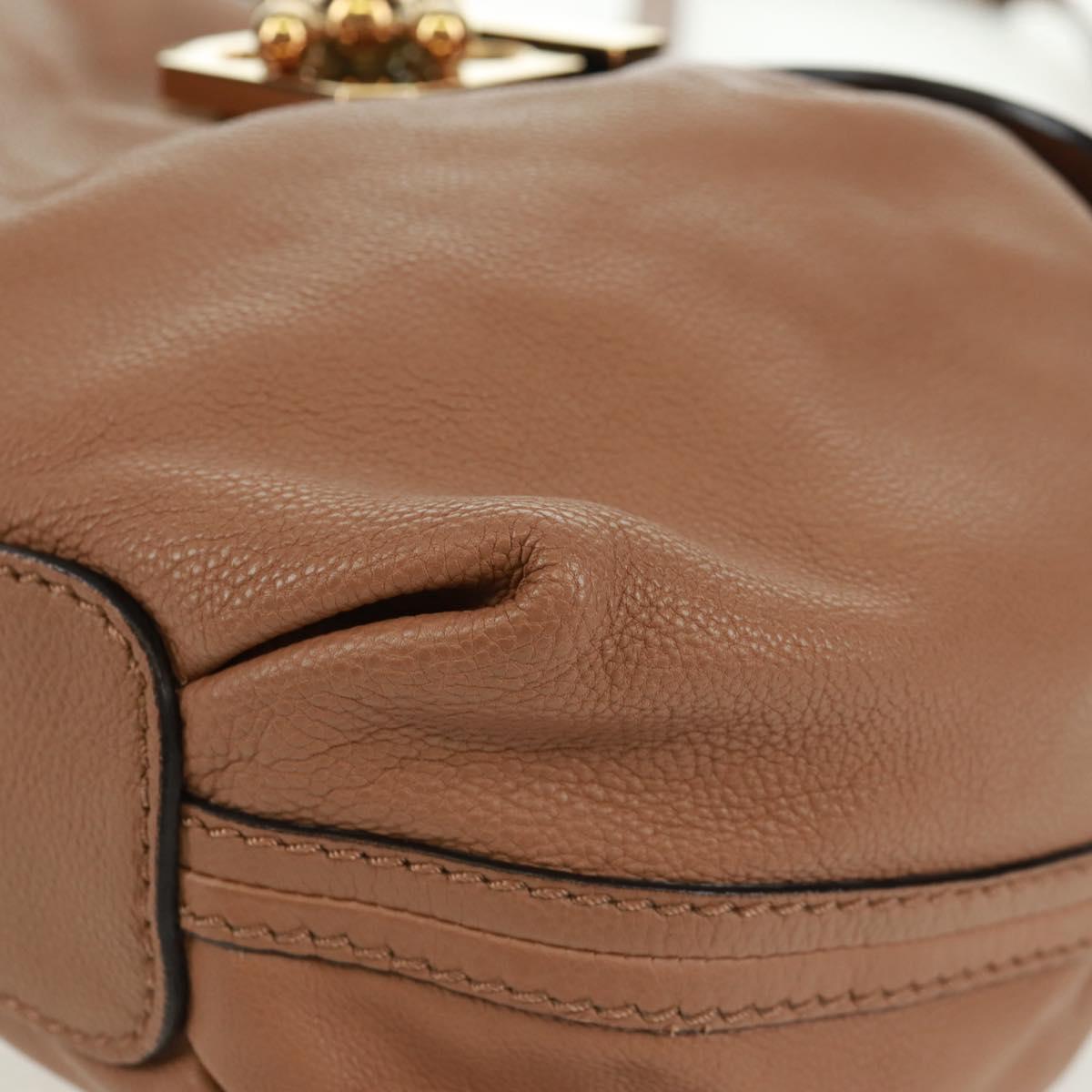 Chloe Elsie Shoulder Bag Leather Beige Gold Auth BA9795V