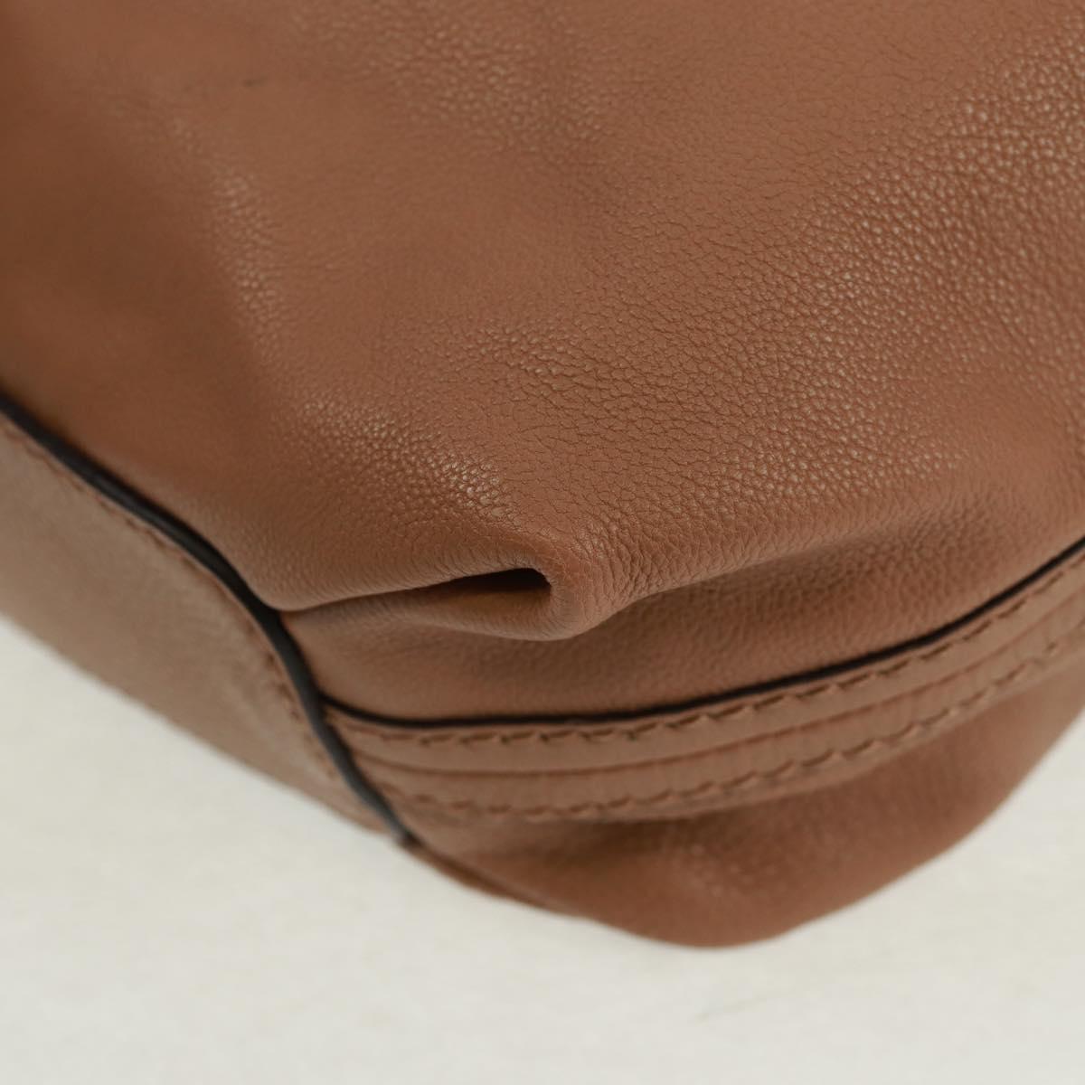 Chloe Elsie Shoulder Bag Leather Beige Gold Auth BA9795V