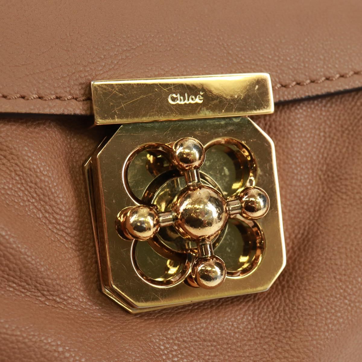 Chloe Elsie Shoulder Bag Leather Beige Gold Auth BA9795V