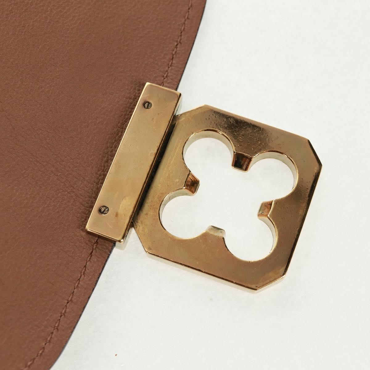 Chloe Elsie Shoulder Bag Leather Beige Gold Auth BA9795V