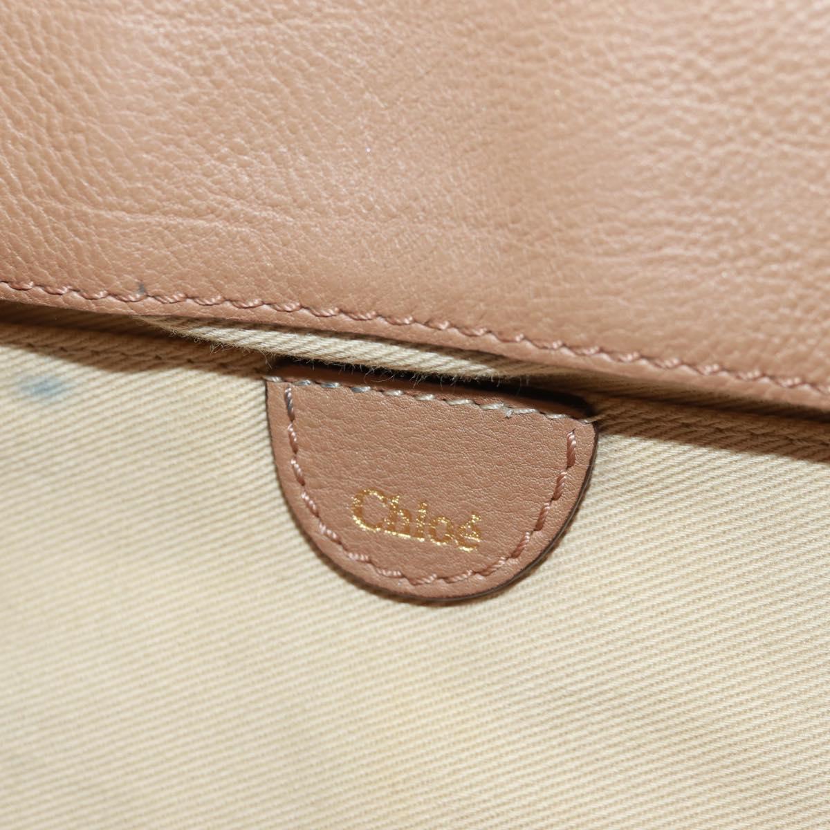 Chloe Elsie Shoulder Bag Leather Beige Gold Auth BA9795V