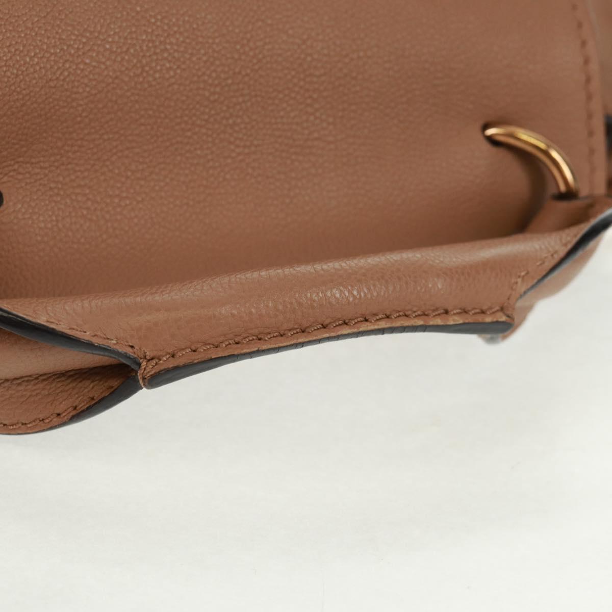 Chloe Elsie Shoulder Bag Leather Beige Gold Auth BA9795V