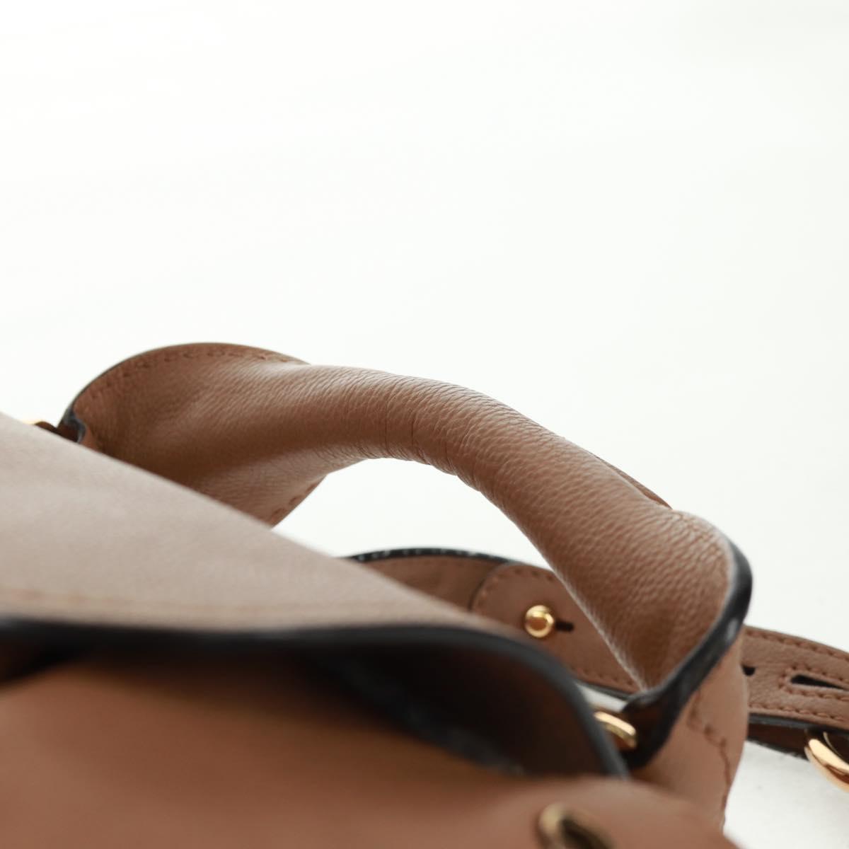 Chloe Elsie Shoulder Bag Leather Beige Gold Auth BA9795V