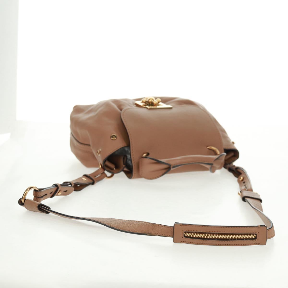 Chloe Elsie Shoulder Bag Leather Beige Gold Auth BA9795V