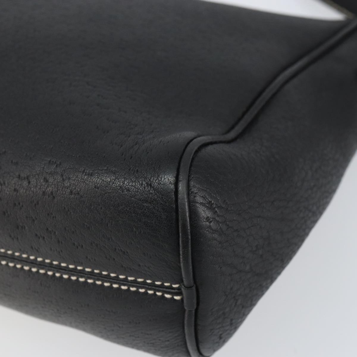 Salvatore Ferragamo Shoulder Bag Leather Black Silver Auth BA9797