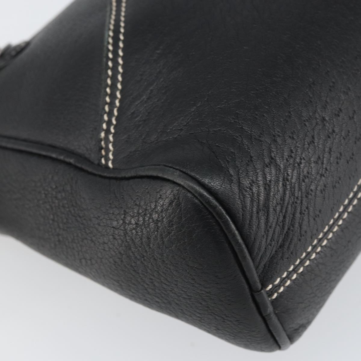 Salvatore Ferragamo Shoulder Bag Leather Black Silver Auth BA9797