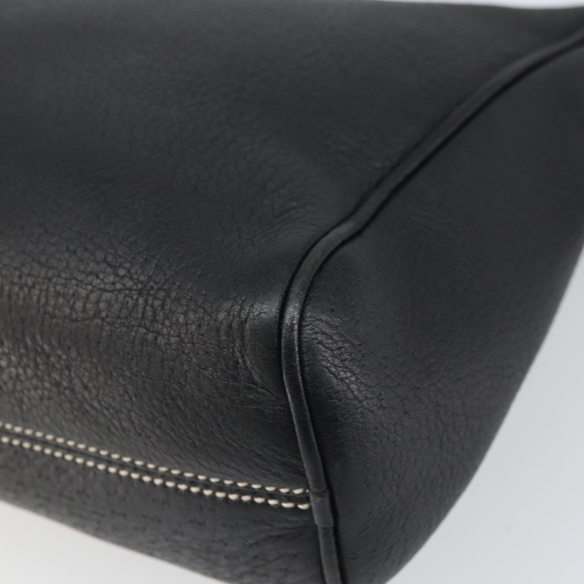 Salvatore Ferragamo Shoulder Bag Leather Black Silver Auth BA9797