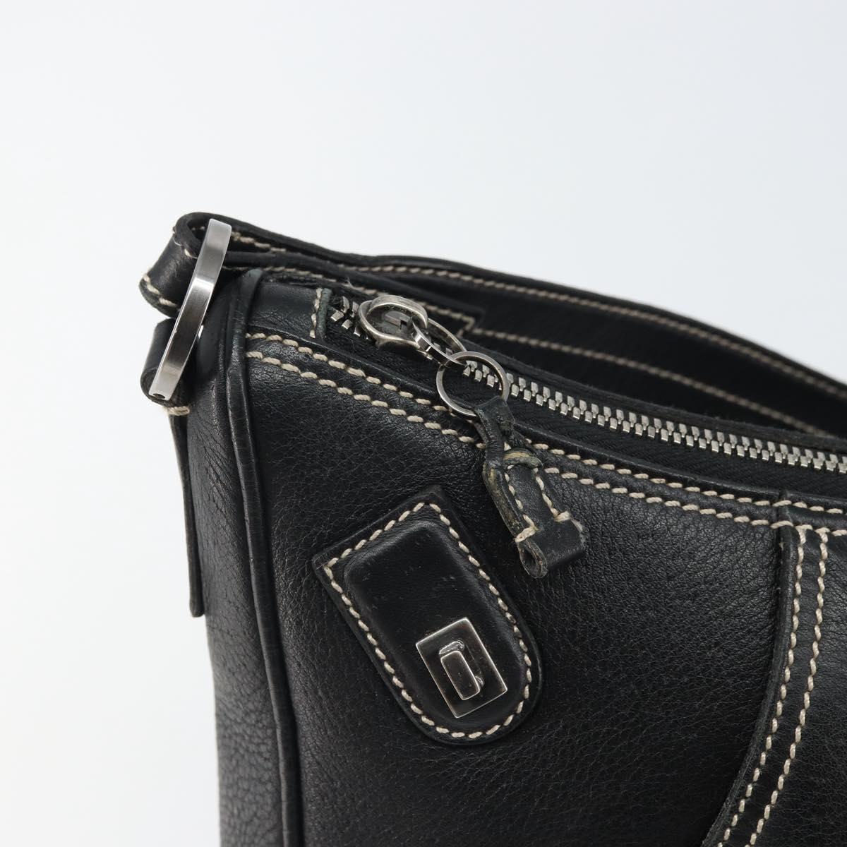 Salvatore Ferragamo Shoulder Bag Leather Black Silver Auth BA9797