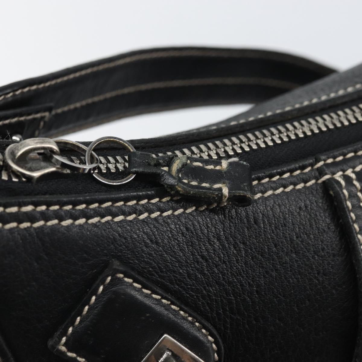 Salvatore Ferragamo Shoulder Bag Leather Black Silver Auth BA9797