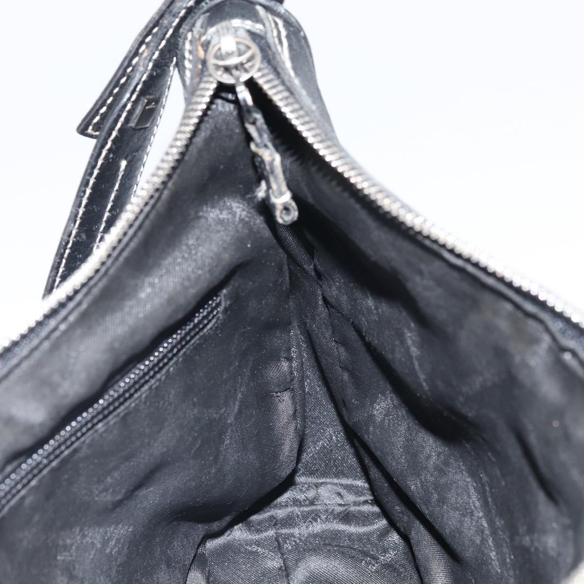 Salvatore Ferragamo Shoulder Bag Leather Black Silver Auth BA9797