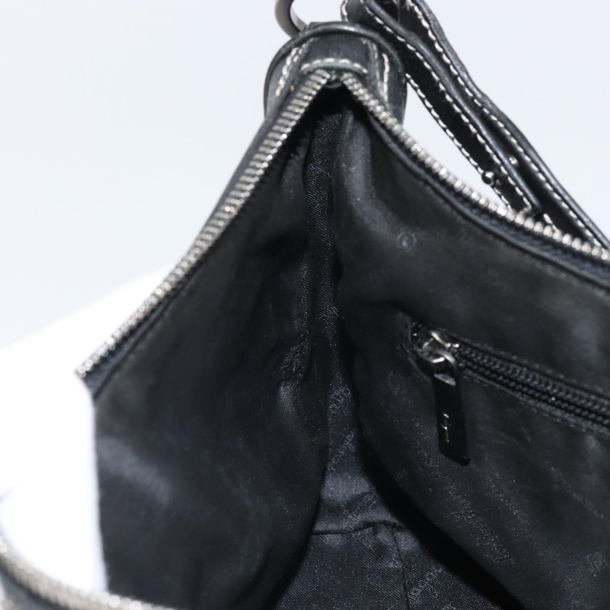 Salvatore Ferragamo Shoulder Bag Leather Black Silver Auth BA9797