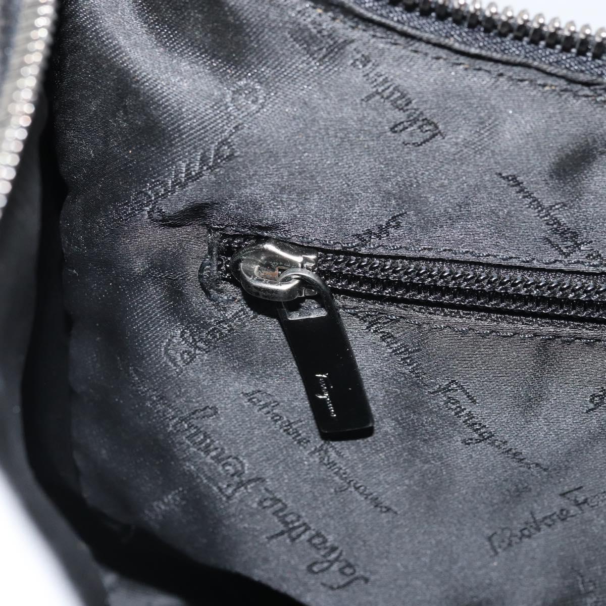 Salvatore Ferragamo Shoulder Bag Leather Black Silver Auth BA9797