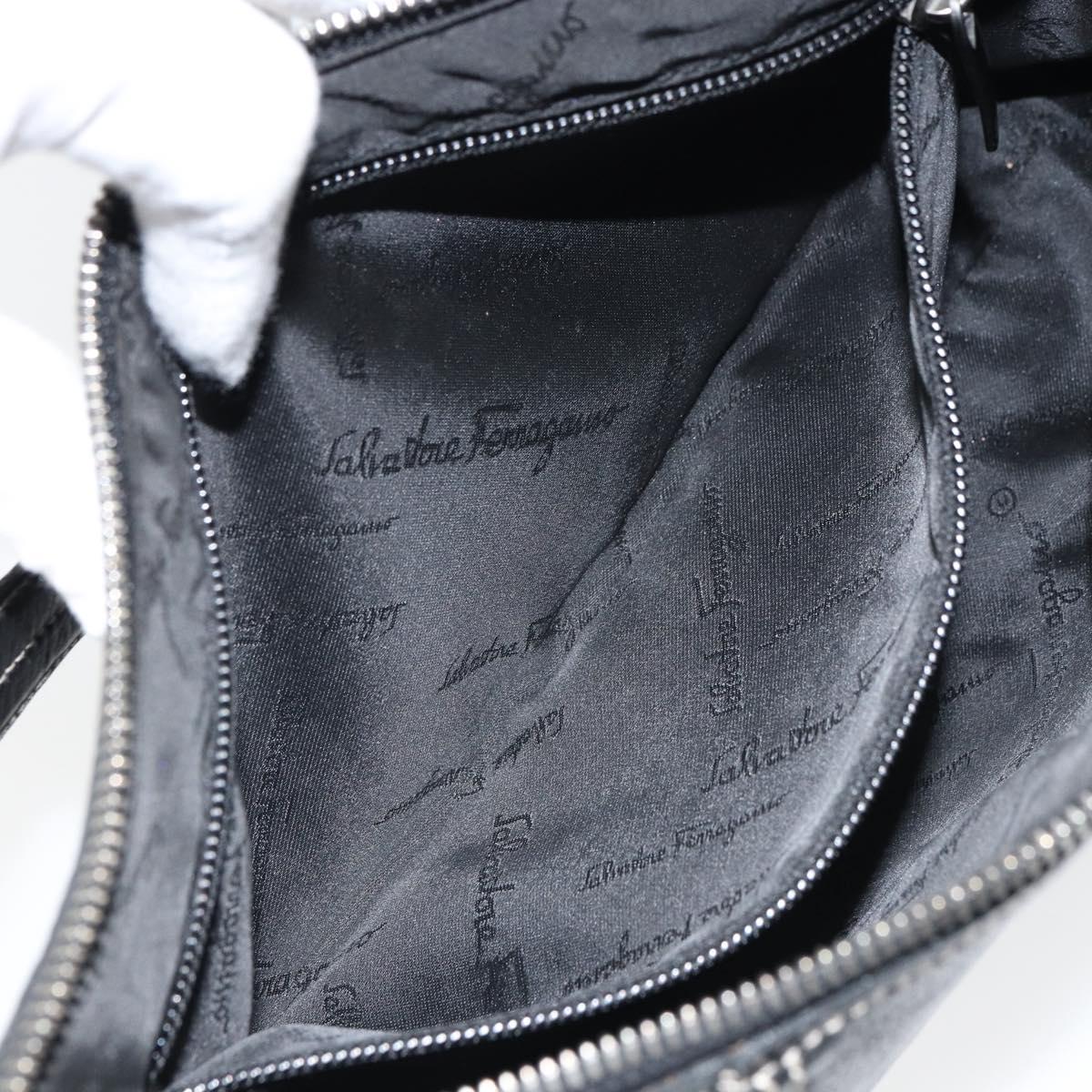 Salvatore Ferragamo Shoulder Bag Leather Black Silver Auth BA9797