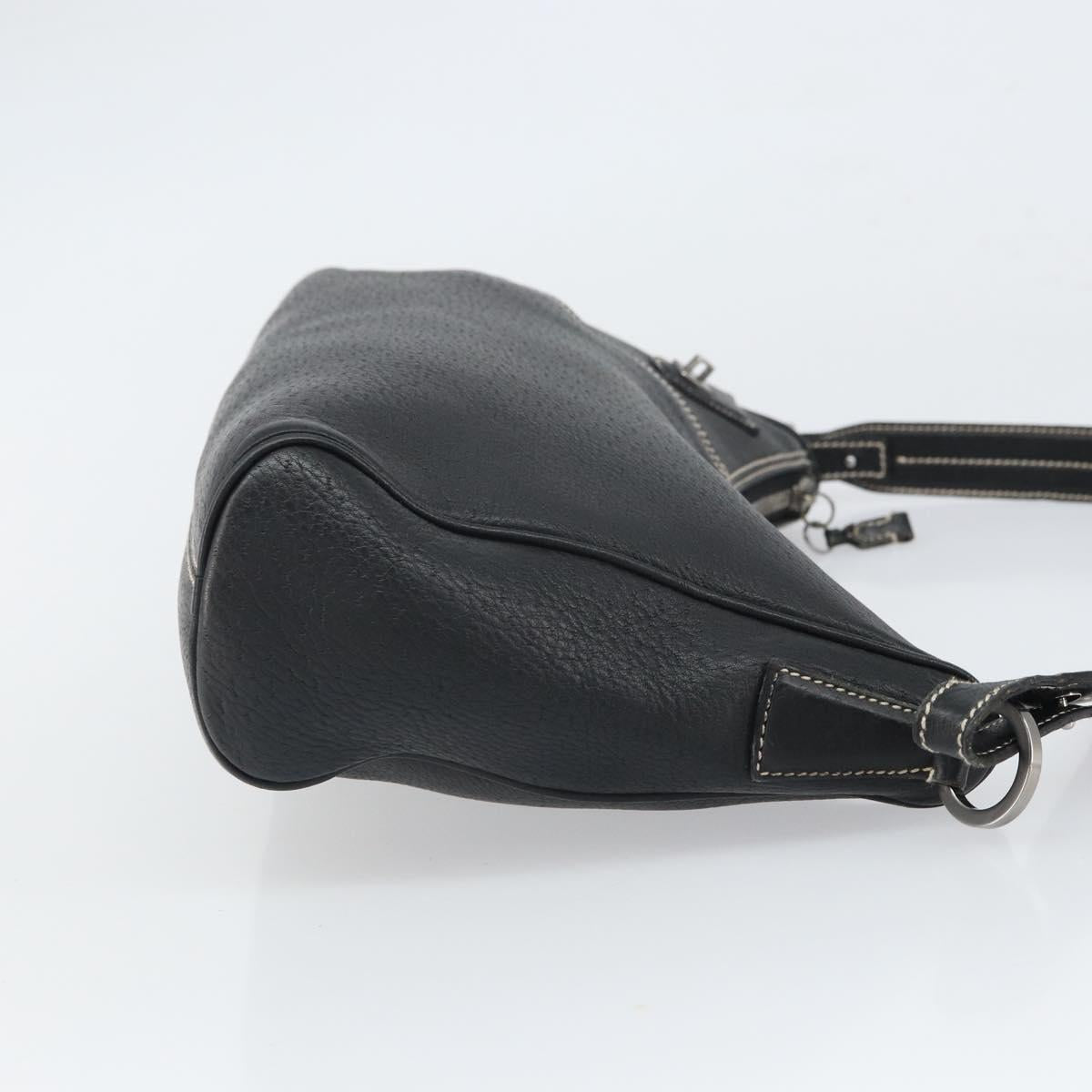 Salvatore Ferragamo Shoulder Bag Leather Black Silver Auth BA9797