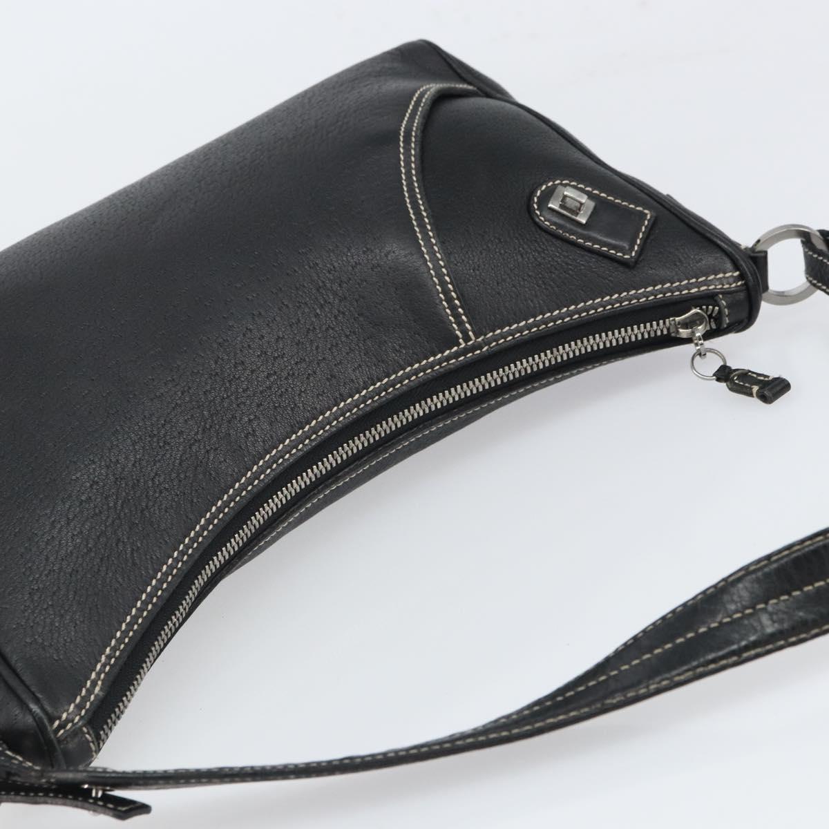 Salvatore Ferragamo Shoulder Bag Leather Black Silver Auth BA9797
