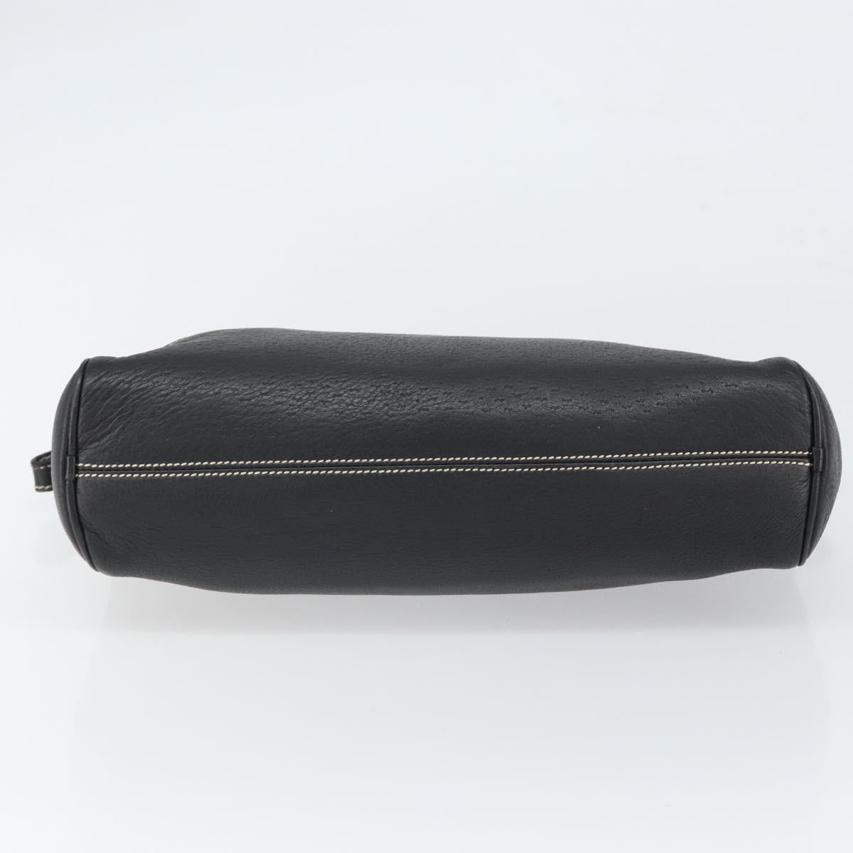 Salvatore Ferragamo Shoulder Bag Leather Black Silver Auth BA9797