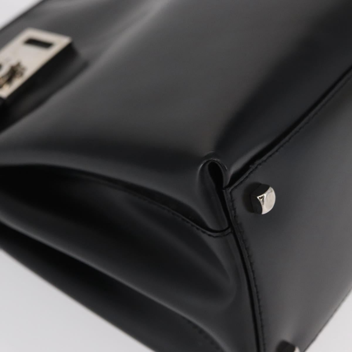 Salvatore Ferragamo Hand Bag Leather Black Silver Auth BA9799