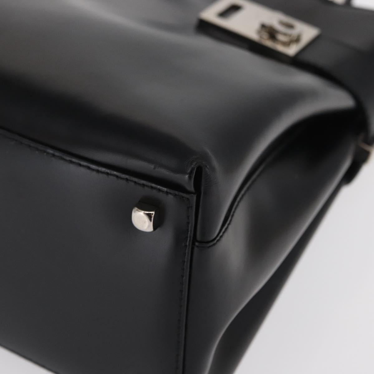 Salvatore Ferragamo Hand Bag Leather Black Silver Auth BA9799