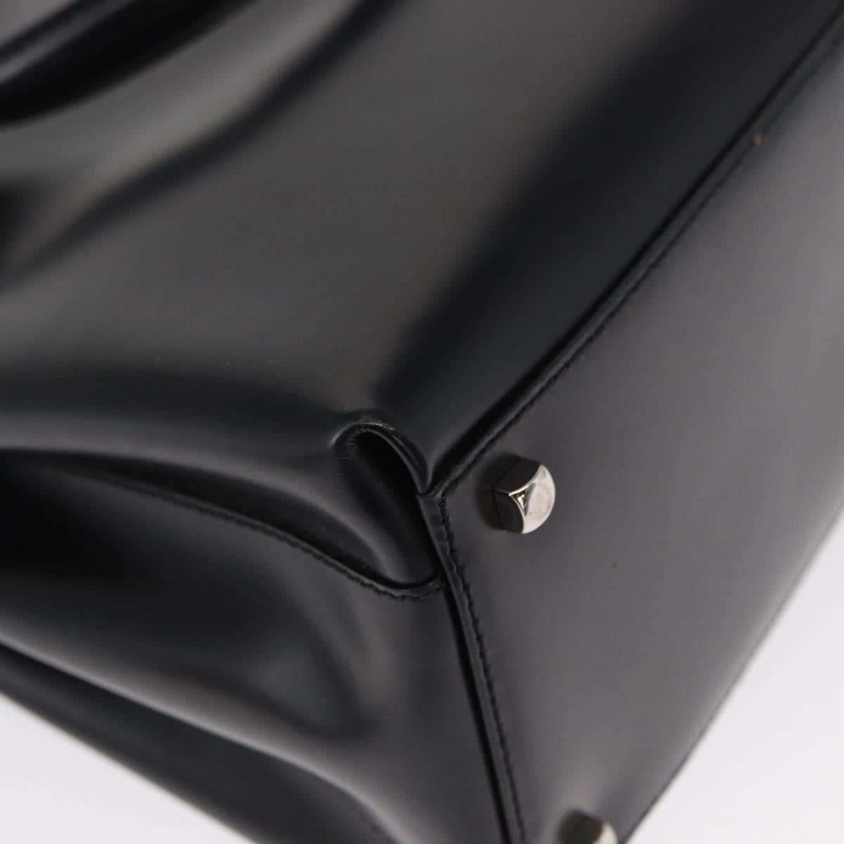 Salvatore Ferragamo Hand Bag Leather Black Silver Auth BA9799