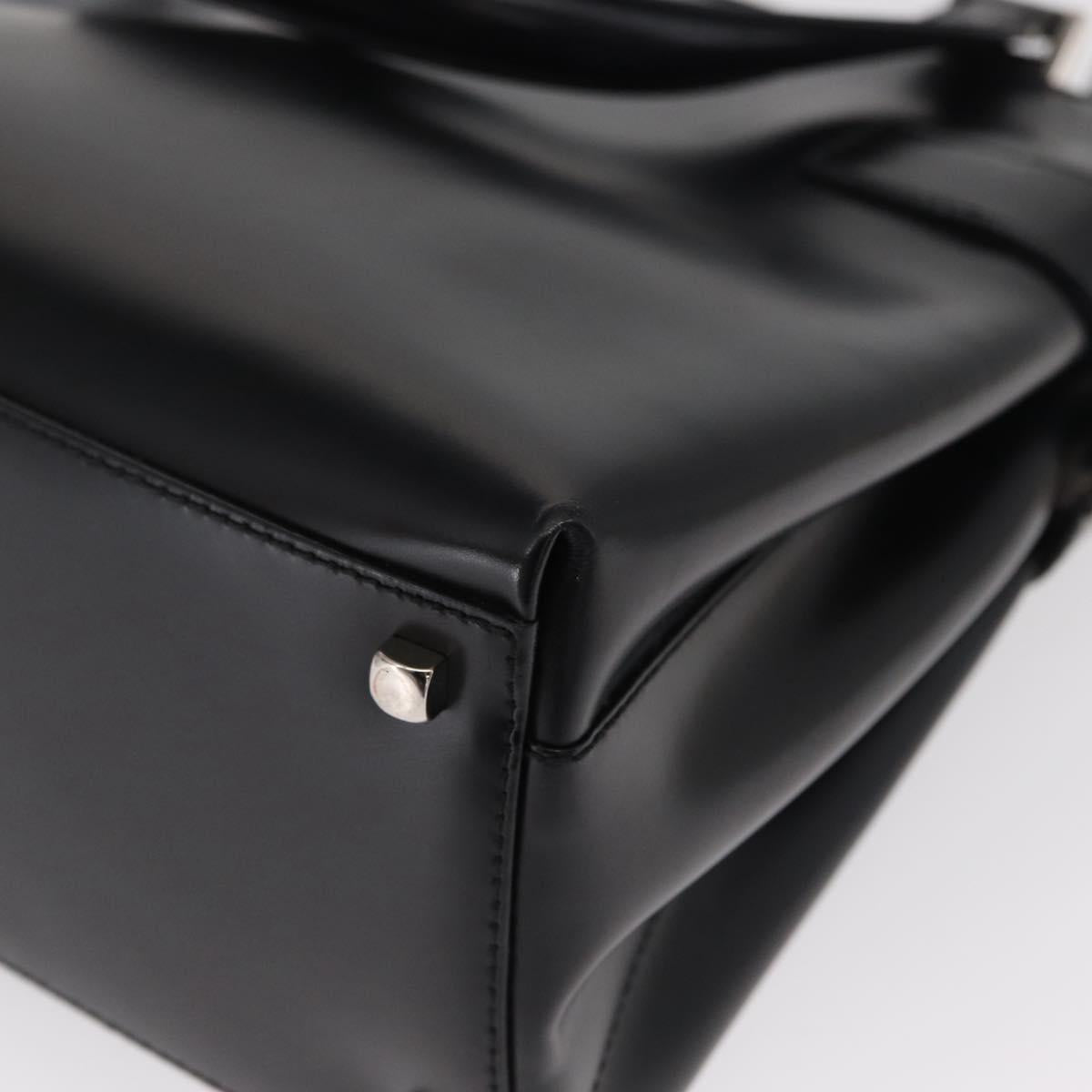 Salvatore Ferragamo Hand Bag Leather Black Silver Auth BA9799