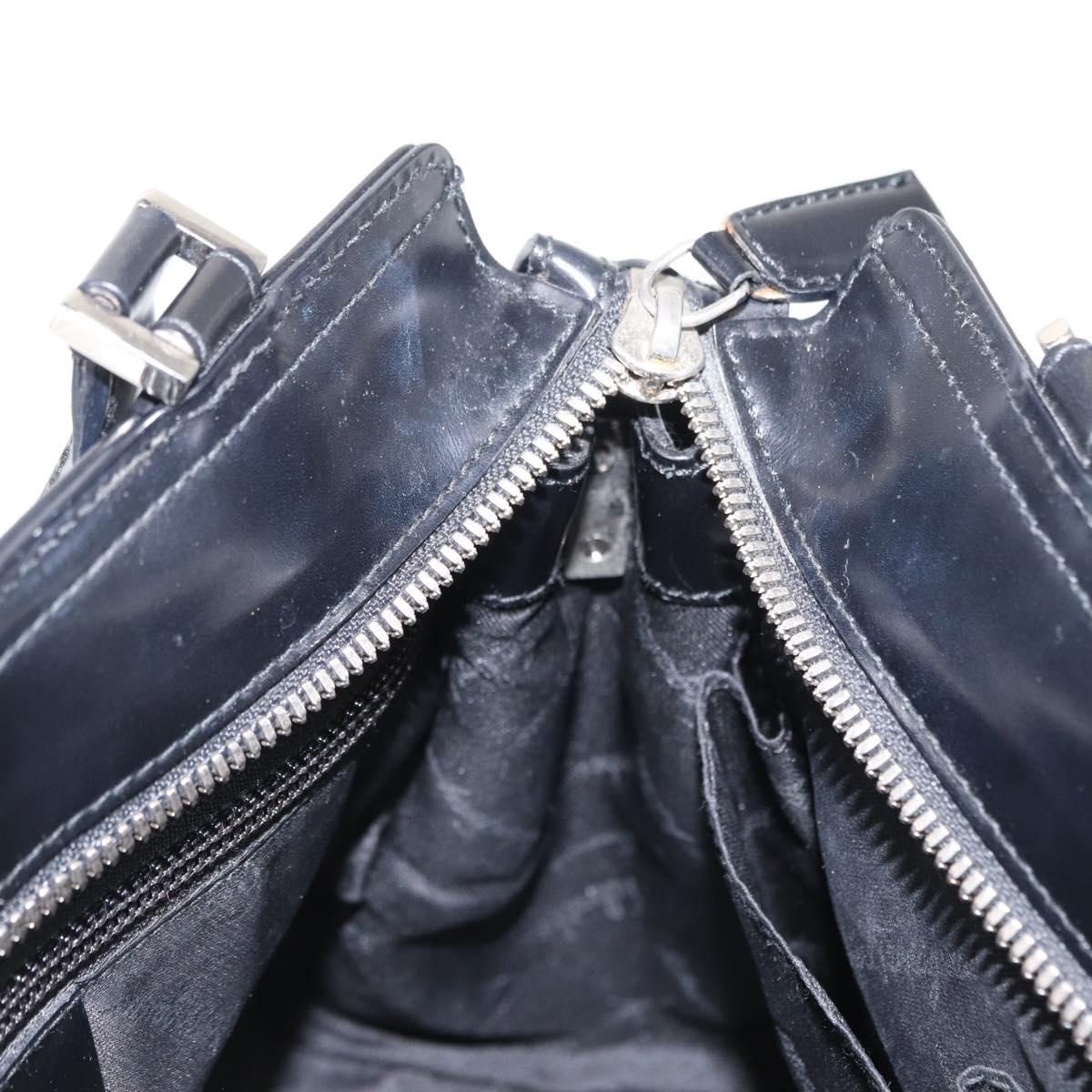 Salvatore Ferragamo Hand Bag Leather Black Silver Auth BA9799