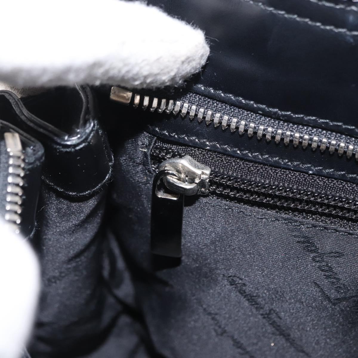 Salvatore Ferragamo Hand Bag Leather Black Silver Auth BA9799