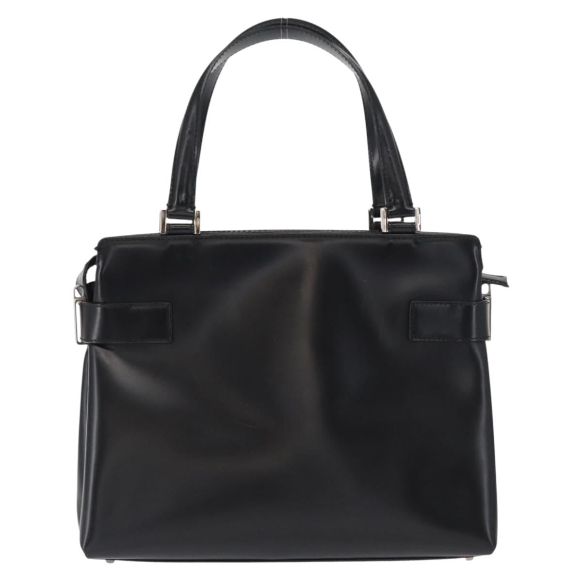 Salvatore Ferragamo Hand Bag Leather Black Silver Auth BA9799
