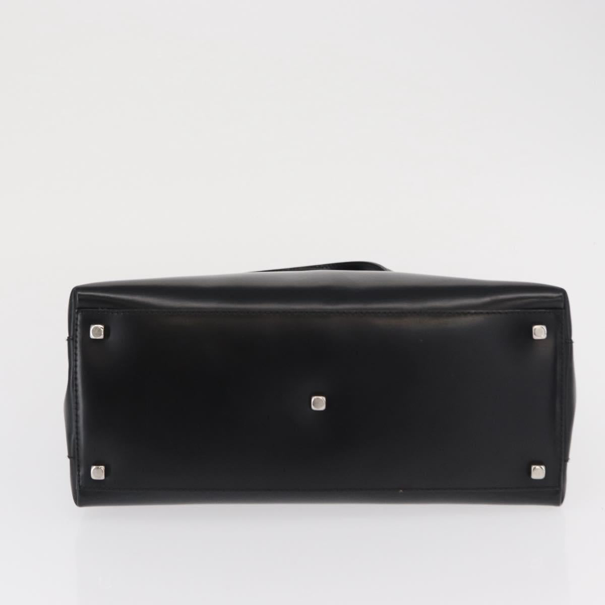 Salvatore Ferragamo Hand Bag Leather Black Silver Auth BA9799