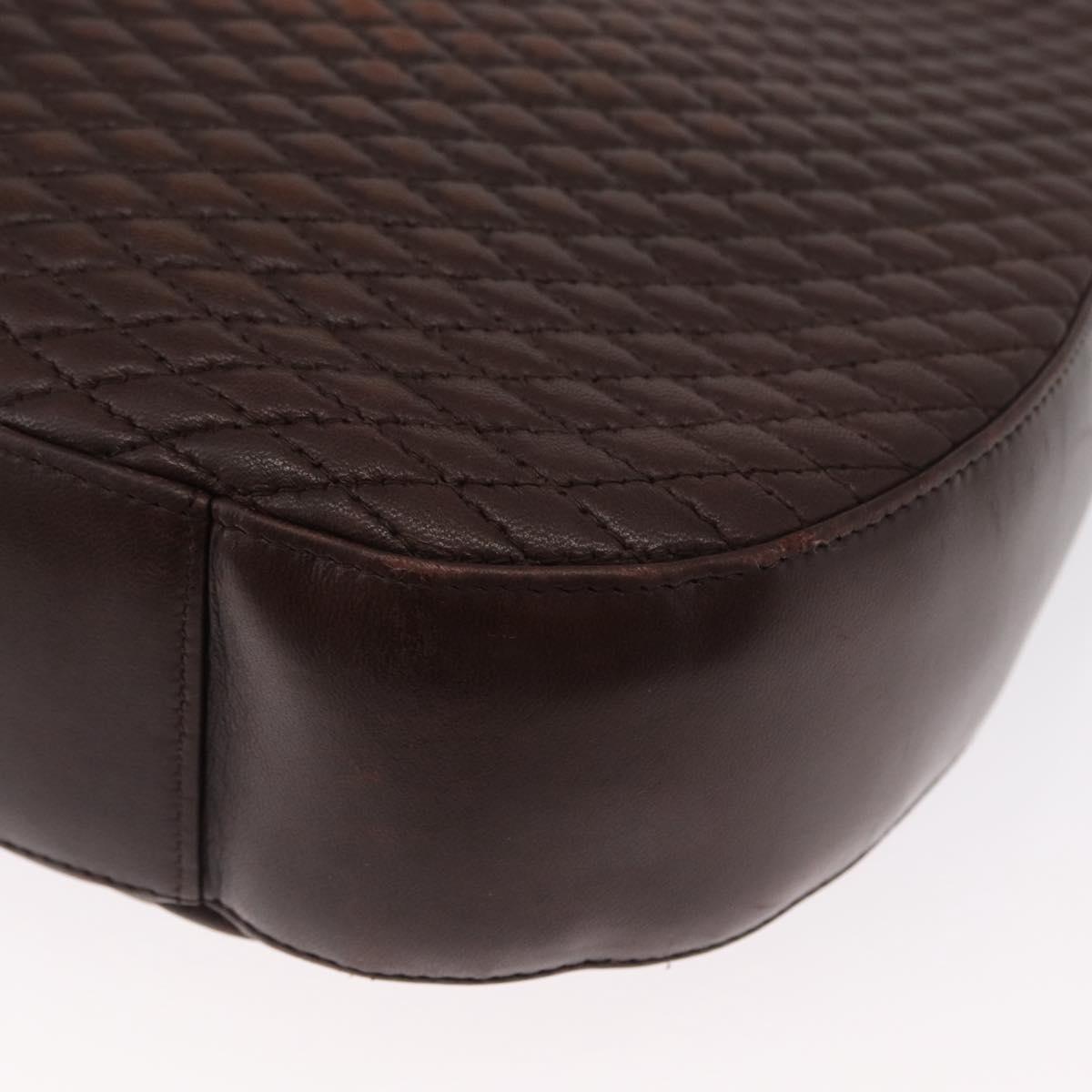 BALLY Shoulder Bag Leather Brown Gold Auth BA9800