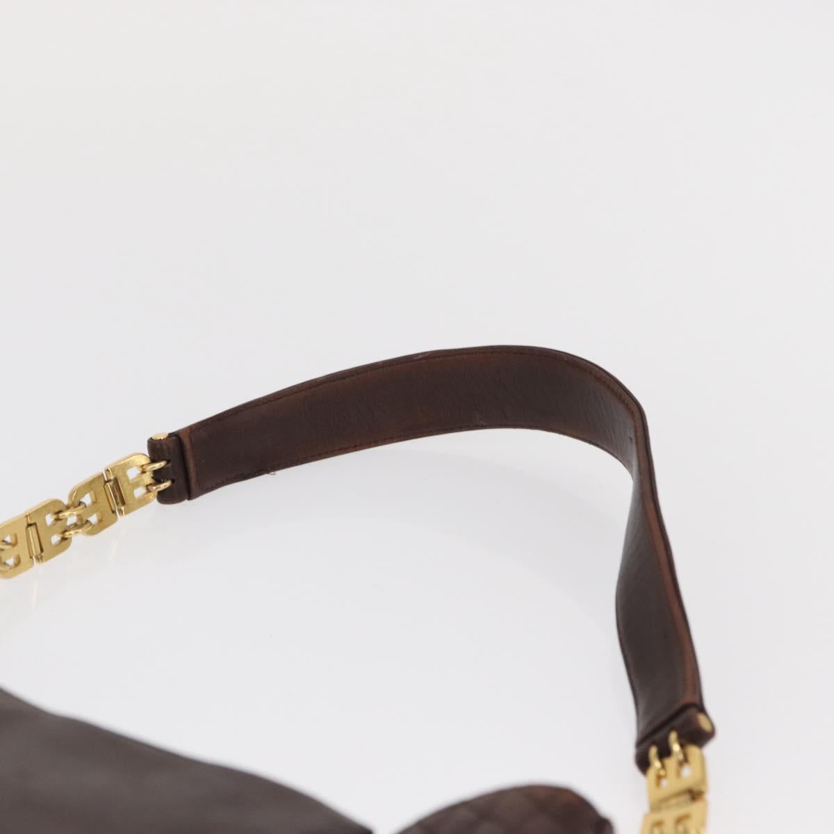 BALLY Shoulder Bag Leather Brown Gold Auth BA9800