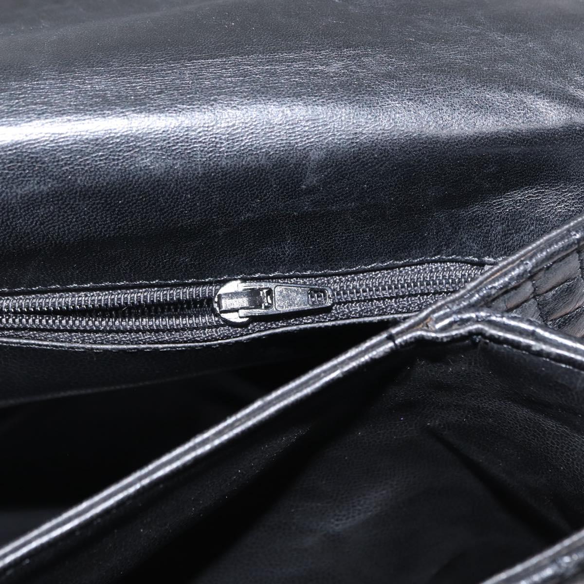 BALLY Hand Bag Leather Black Gold Auth BA9801