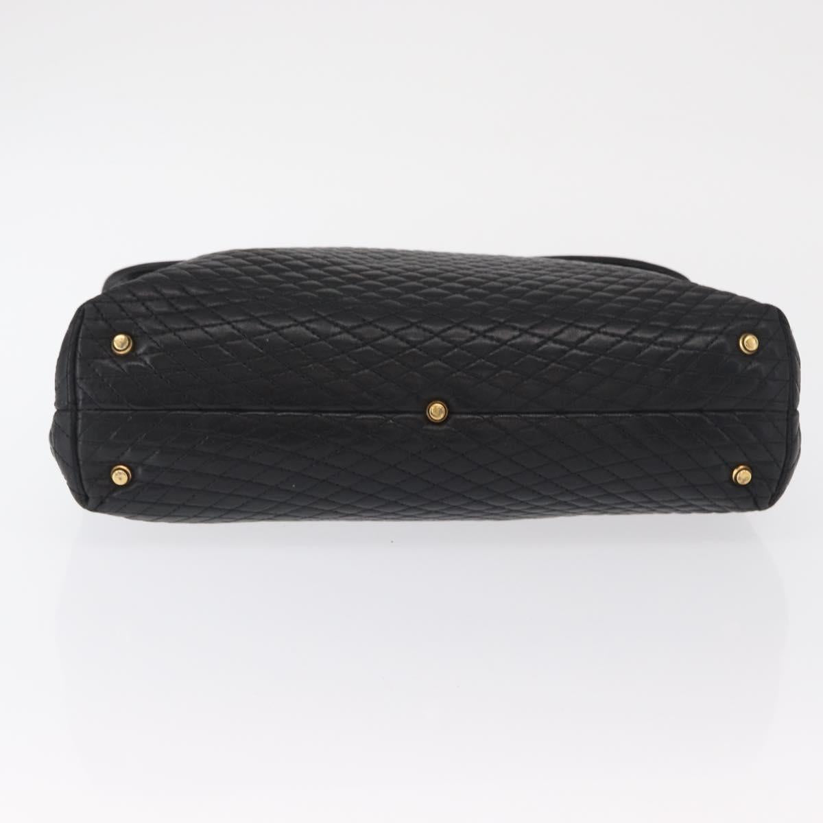 BALLY Hand Bag Leather Black Gold Auth BA9801