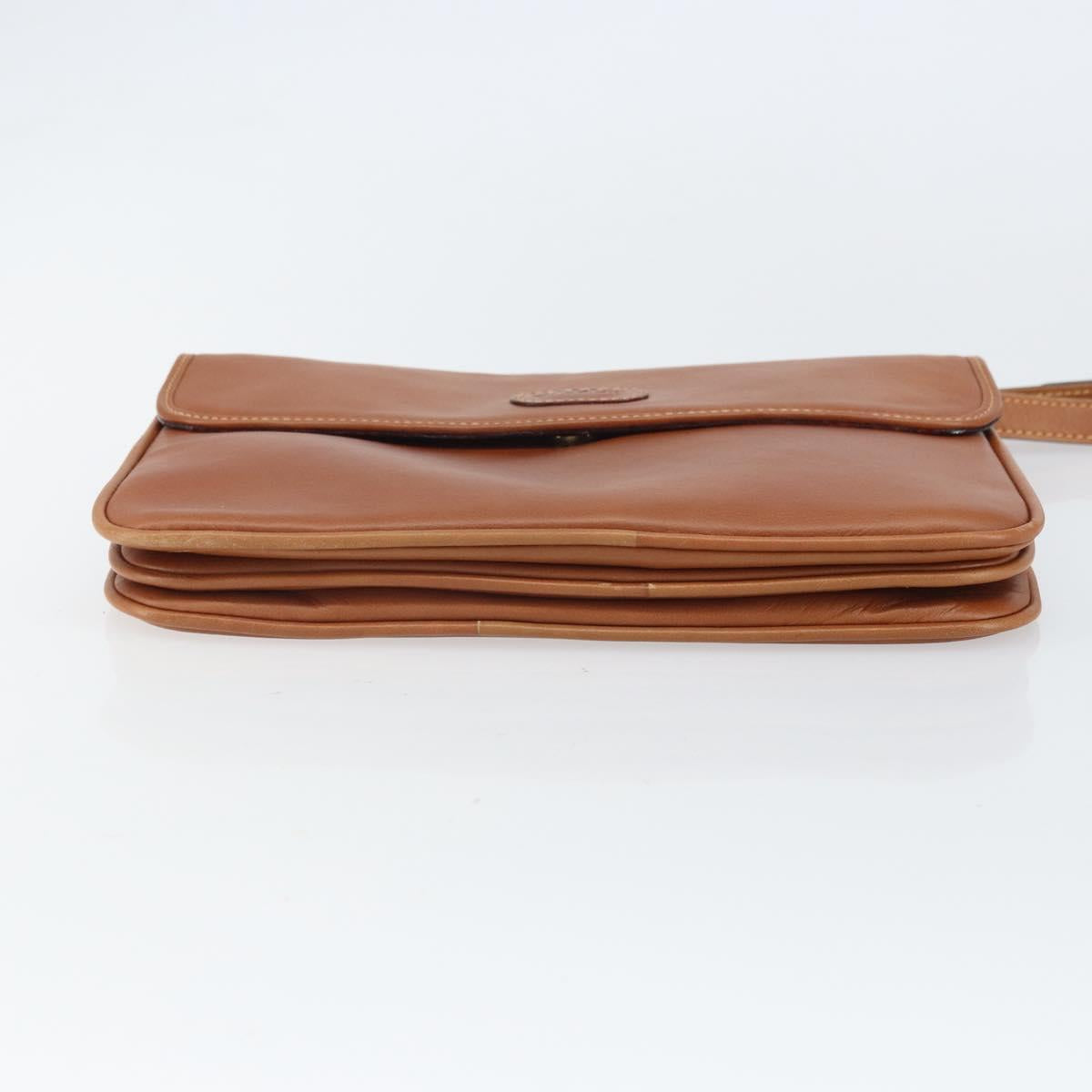 BALLY Shoulder Bag Leather Brown Gold Auth BA9802