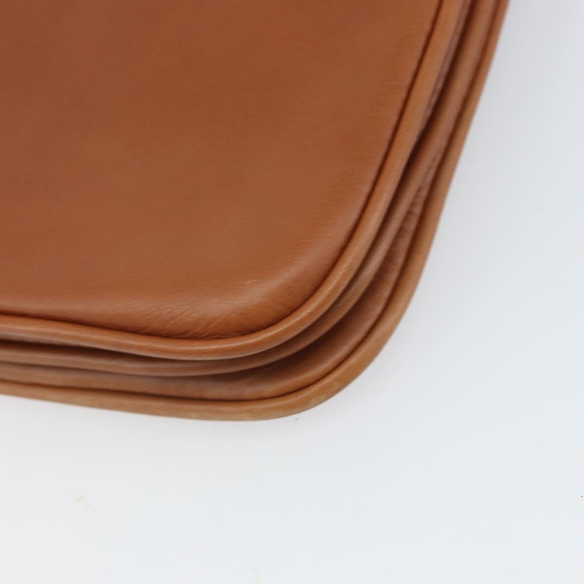 BALLY Shoulder Bag Leather Brown Gold Auth BA9802